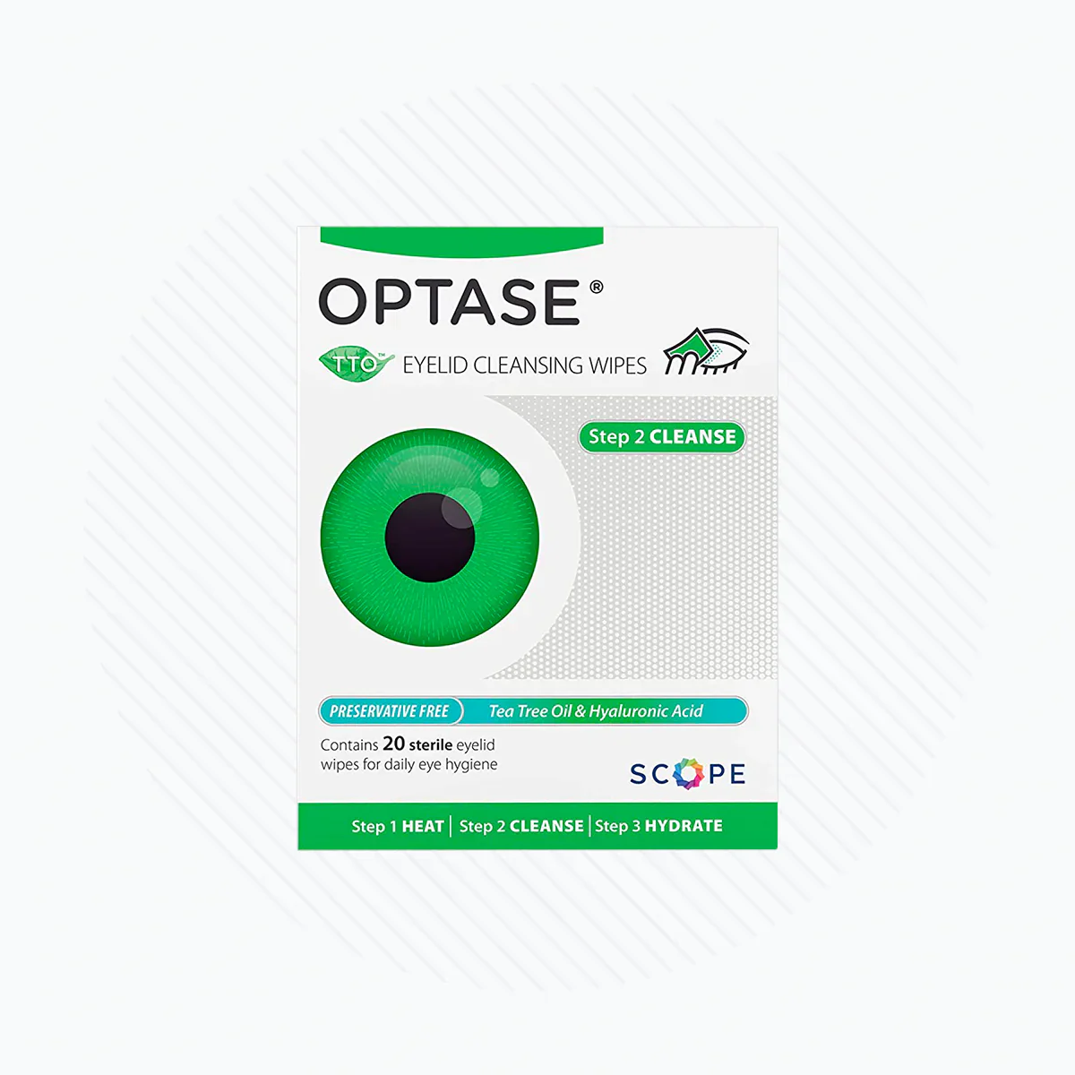 Optase Tto (Tea Tree Oil) Eye Lid 20 Wipes Preservative Free Scope Blepharitis